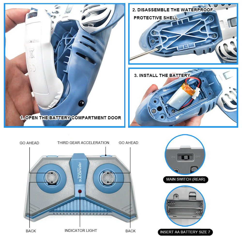 Simulation Remote Control Shark Boat for Swimming Pool, Pond, Funny Bath Toy